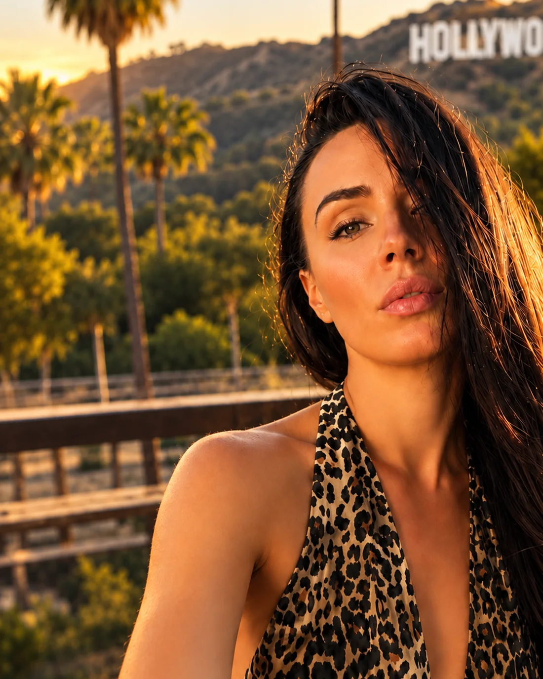 Yuliia Rastvortseva, founder of Stage Lab, against the Hollywood hills
